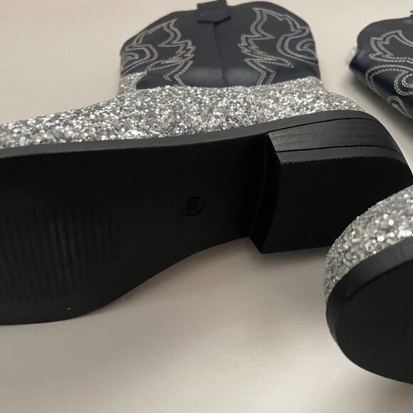 Silver Glitter Cowboy Boots - Picture 2 of 9